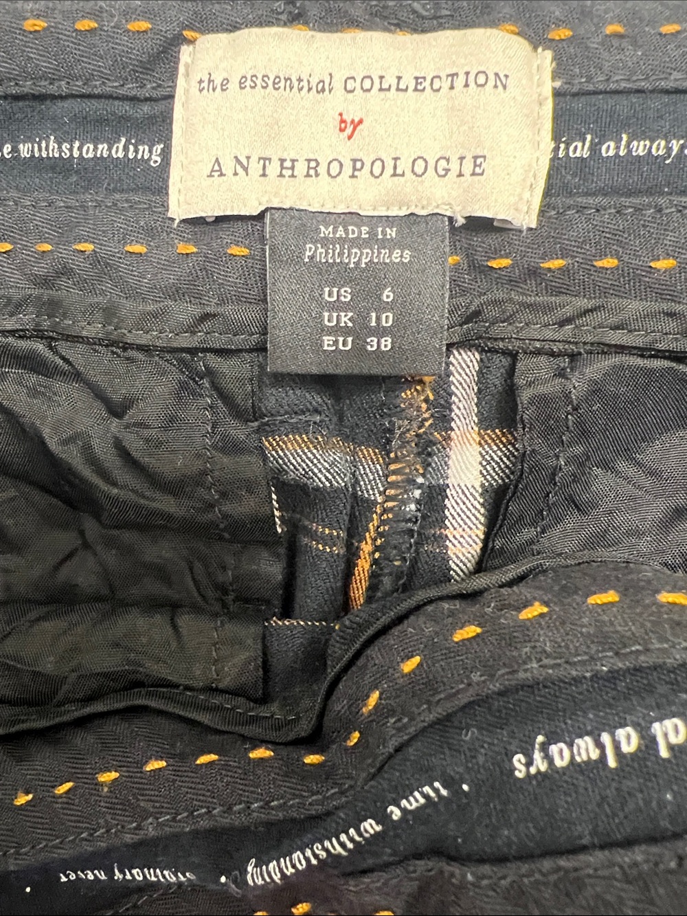 Anthropologie Trouser Pants The Essential Office Casual Black Plaid . Size 6. - Picture 9 of 9